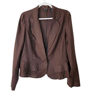 Willi Smith Linen Blazer  Women's 14 Brown Lightweight